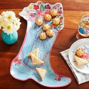 The Pioneer Woman Floral Boot Decor Plate - Blue, Pink, Red